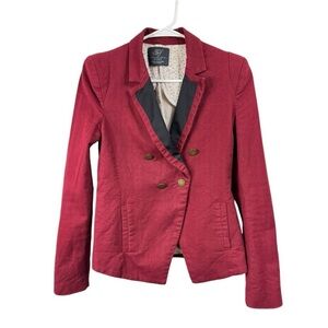 Zara TRF Collection Size S/M Red Fitted Double Breasted Blazer Jacket Band